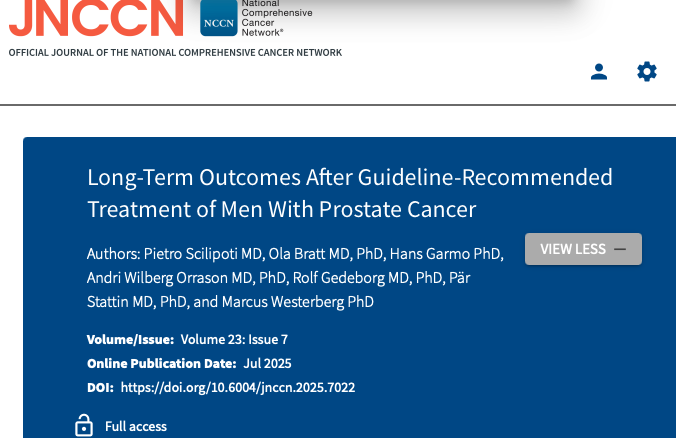 Long-Term Outcomes After Guideline-Recommended Treatment of Men With Prostate Cancer

jnccn.org/view/journals/…

Article highlights that while #ProstateCancer (PCa) is the most common cancer among men in high-income countries, most men diagnosed with nonmetastatic PCa—especially