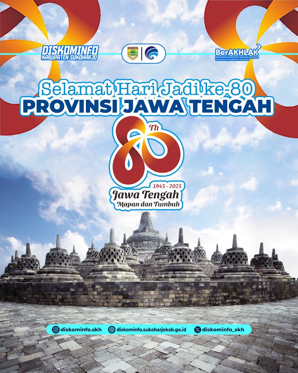 diskominfo_skh's tweet photo. SobatKom, 

Selamat Hari Jadi Jawa Tengah 🥳🥳🥳 Mapan dalam karya, tumbuh dalam sejahtera! 

#diskominfo 
#diskominfoskh 
#harijadijateng80 
#harijadijawatengah 
#jatenggayeng https://t.co/6nkViOHzUd