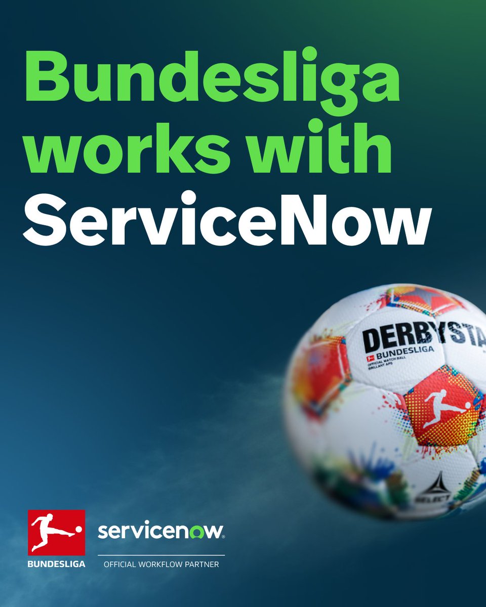 ServiceNow wird offizieller Workflow Partner der <a href="/DFL_Official/">DFL Deutsche Fußball Liga</a>! 🔥⚽️ 
Wir verbessern Automatisierung &amp; Effizienz in den Geschäftsabläufen einer der bedeutendsten Fußballligen. Gemeinsam schaffen wir erstklassige Erlebnisse für Alle!

 👉 spr.ly/6015fvpAV

#Bundesliga
