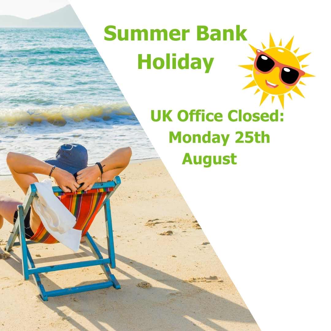 Quick heads-up!
Our UK office will be closed on Mon 25th Aug for the Summer Bank Holiday.
We’re back Tues 26th. So be sure to get your orders in early to beat the rush.
Make the most of the sunshine while it’s here!

#UVTech #OrderUpdate #BankHoliday