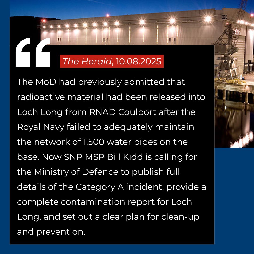 ScottishCND's tweet image. MoD urged to publish details regarding the Category A radiation risk incident at Faslane earlier this year.

The consequences of the incident and measures for future prevention should be publicised, otherwise the Scottish public will continue to worry that these cases will recur!