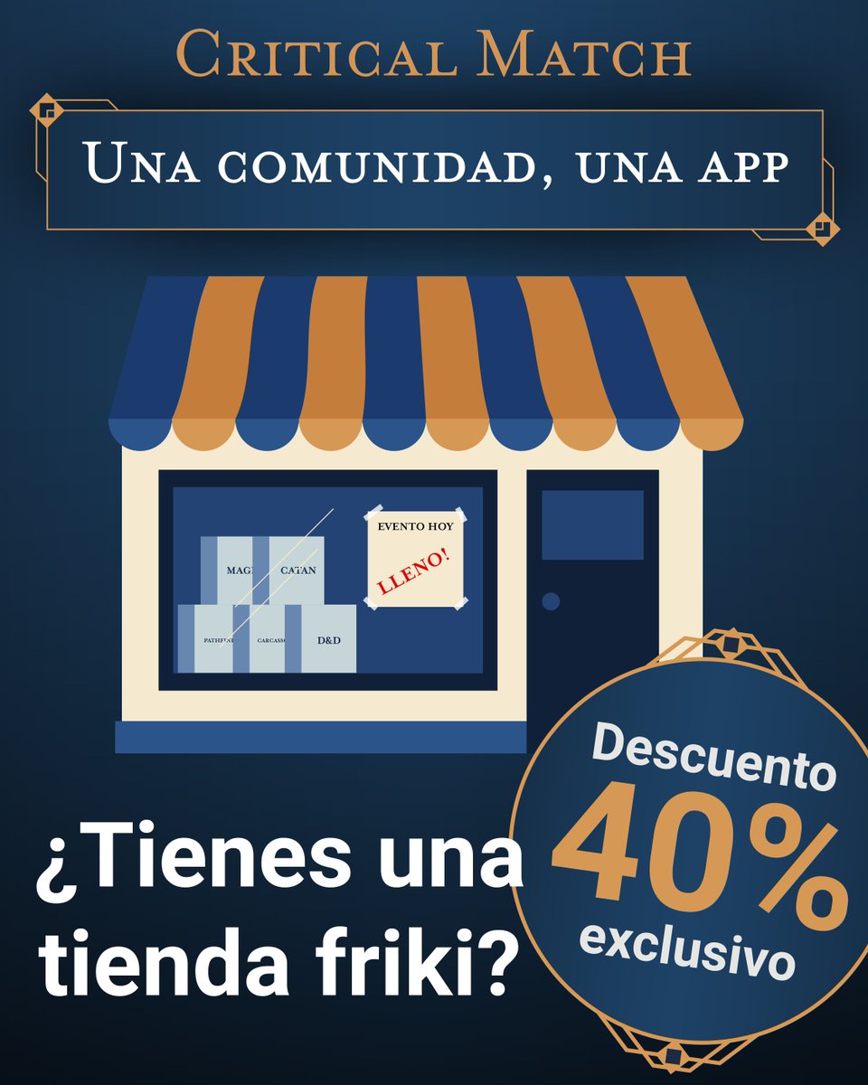 📦 Vendes juegos, organizas torneos, gestionas reservas y tienes que hacer todo con mil herramientas…

Critical Match une todo eso en un solo lugar.

💸 Gestiona todo y fideliza a tu comunidad
🛒 Incluso podrás alquilar juegos o vender merchandising

forms.gle/SLhHkr5axAFqy8…