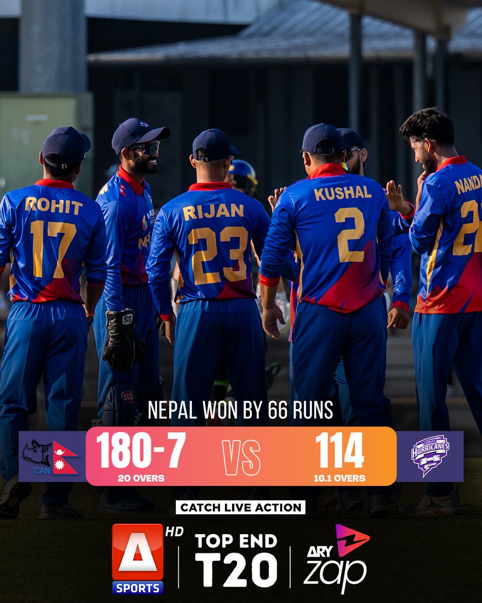 asportstvpk's tweet photo. #NandanYadav claimed figures of 5-17 to power #Nepal to victory over #HobartHurricane!
Catch all the action LIVE on #ASportsHD and #ARYZAP!
#Cricket #T20 #TopEndT20 #TES04 https://t.co/p9tHoAQqHn