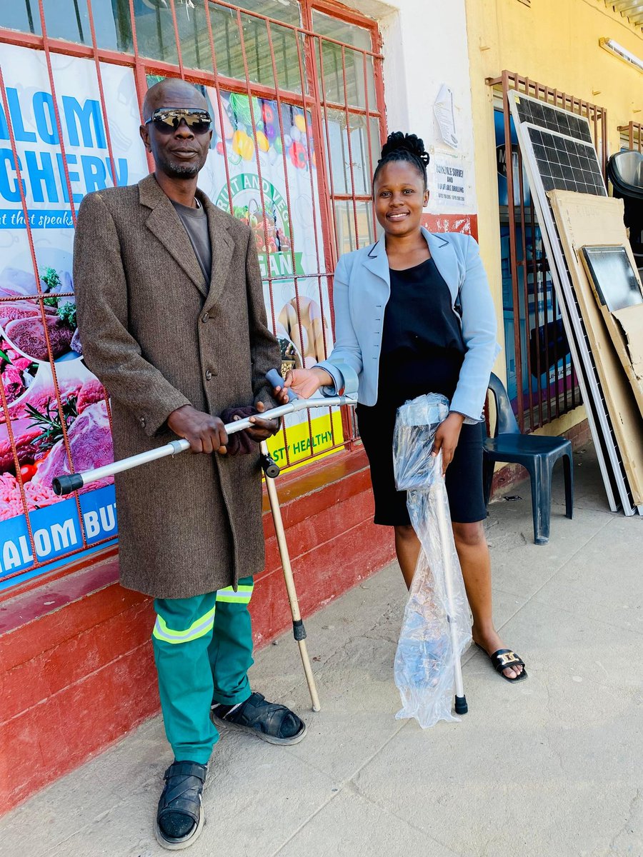 NkomwaTrust's tweet photo. August 18,2025 @NkomwaTrust donated walking crutches to an elderly Gwanda vendor to enhance his mobility and support his business journey. 
#InclusionForAll #NFTImpact #DisabilityRights

@LRFZimbabwe @AllianceofCBOs @mpslswzim @SkillsAuditDvt @UNDPZimbabwe @hivosrosa @euinzim https://t.co/TSzjXbFjrw