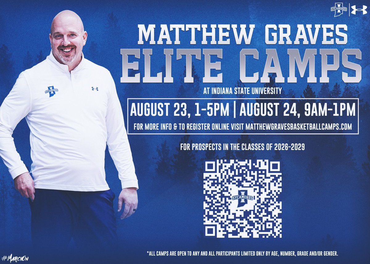 🚨 ELITE CAMP UPDATE 🚨
📅 Saturday, Aug 23 | 1–5 PM → ALMOST SOLD OUT 🔥
📅 Sunday, Aug 24 | 9 AM–1 PM → Spots flying fast 🏀💨
Don’t miss your shot — lock in your spot NOW ⬇️
👉 matthewgravesbasketballcamps.com
#MarchOn | #EliteCamp | #Sycamores