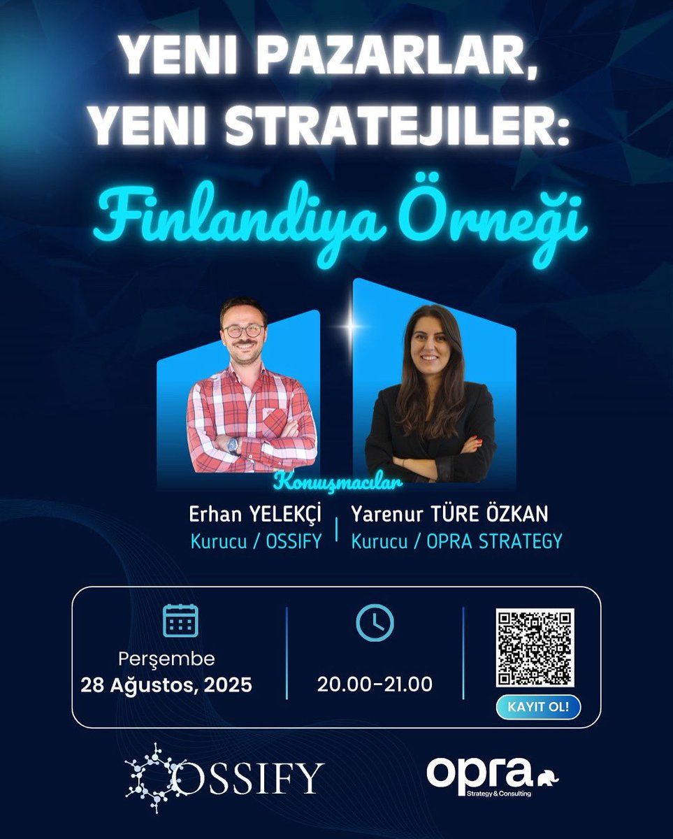 Yeni pazar arayan girişimciler için rehber geliyor! 🇫🇮
28 Ağustos | 20:00
“Yeni Pazarlar, Yeni Stratejiler: Finlandiya Örneği”

Öğrenecekleriniz:
✅ Şirket kurma
✅ Avrupa pazarı
✅ Destek &amp; yatırım fırsatları
✅ Pazar büyütme

Kaydı kaçırma: kisa.link/AuNku