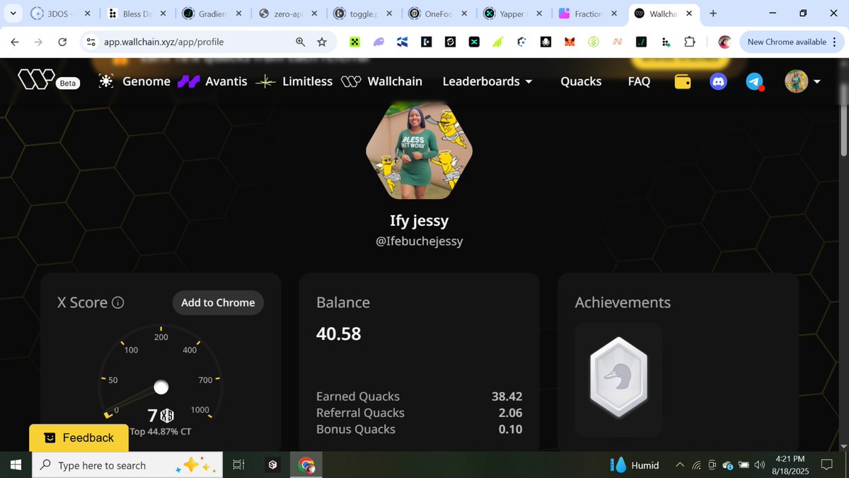 Ify jessy (@ifebuchejessy) on Twitter photo Quacks arenโt just points theyโre proof of real influence.
<a href="/wallchain_xyz/">Wallchain Quacks</a> rewards you for signal, not noise. The more value you bring, the more you earn.
No shortcuts, no bots, no gimmicks just authentic recognition for your voice in Web3.
Start Quacking, start winning. Quacks arenโt just points theyโre proof of real influence.
<a href="/wallchain_xyz/">Wallchain Quacks</a> rewards you for signal, not noise. The more value you bring, the more you earn.
No shortcuts, no bots, no gimmicks just authentic recognition for your voice in Web3.
Start Quacking, start winning.