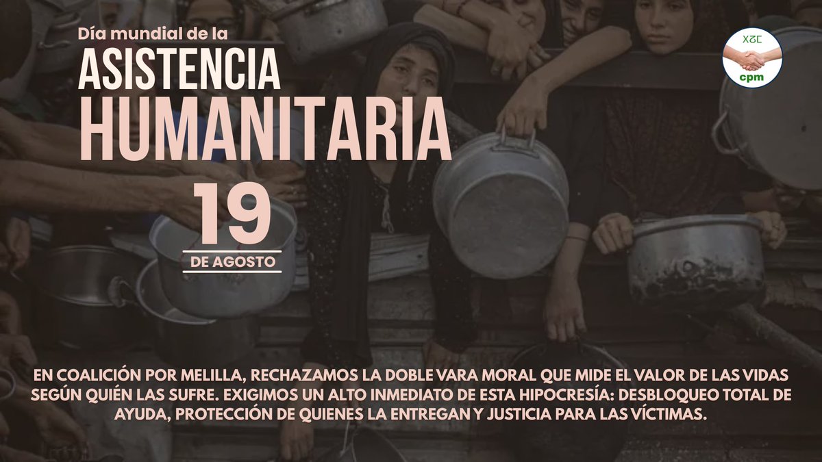 Hoy Día de la Asistencia Humanitaria rendimos homenaje a quienes salvan vidas. En Gaza se niega ayuda vital y miles mueren en un asedio inhumano, parte del genocidio contra Palestina.

Exigimos acceso libre, protección y fin de la hipocresía mundial.

#Gaza #AsistenciaHumanitaria