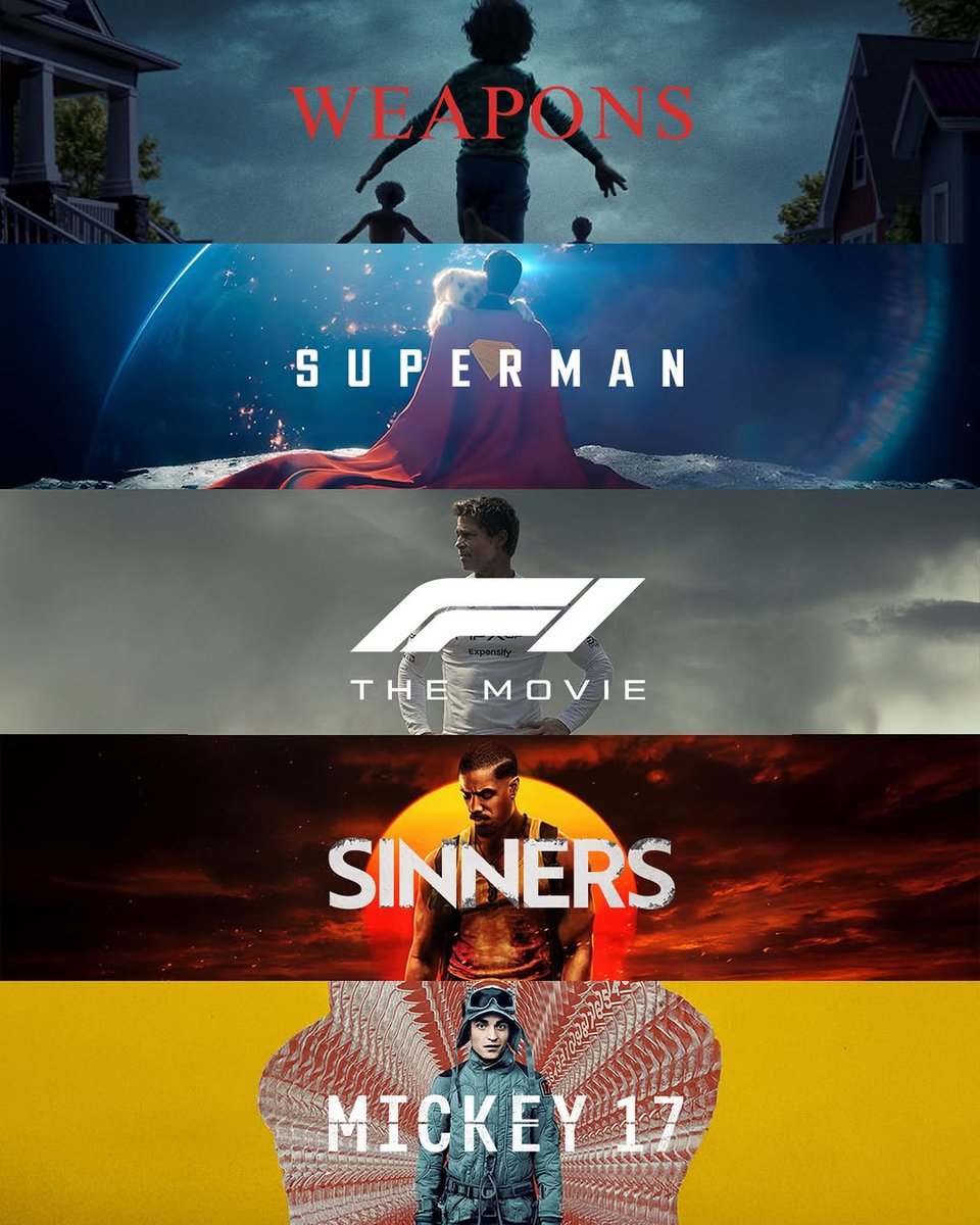 Jatuu19's tweet photo. #WarnerBros are on a generational run in 2025🔥🍿

#weapons #superman #mickey17 #F1TheMovie #SinnersMovie https://t.co/UKowxMxwiP