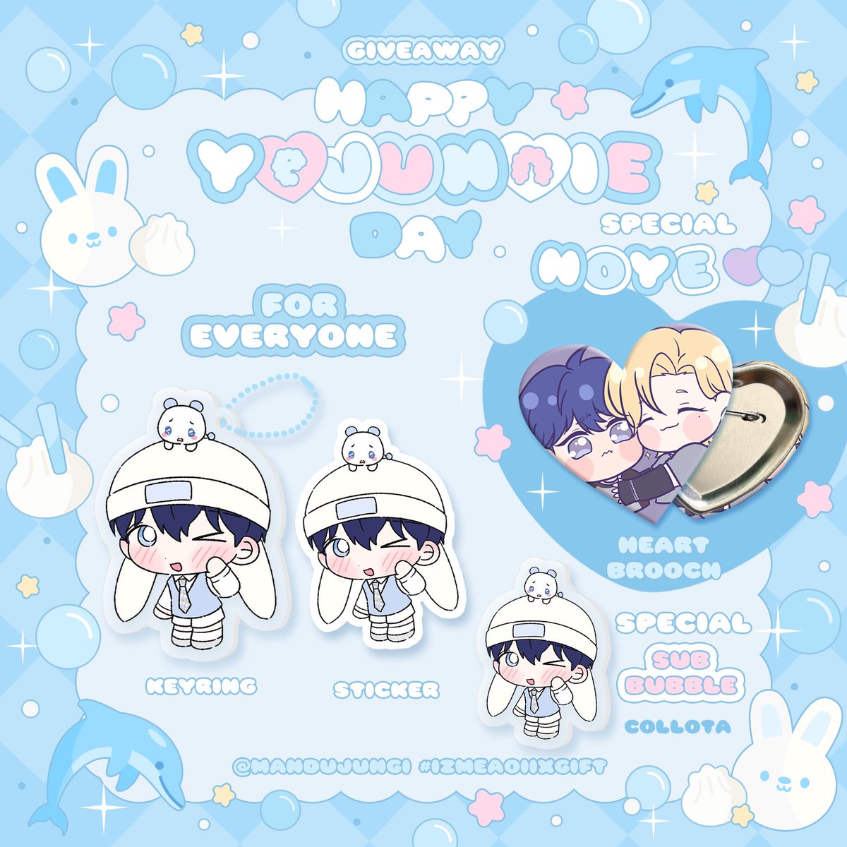 ₍ᐢ..ᐢ₎⊹ 𝑮i𝒗e𝒂w𝒂y 𝓎𝑒𝒿𝓊𝓃𝓃𝒾𝑒 𝓓ay 🫧

— 𝓯or everyone 🐰
♡ 𝓚eyring
♡ 𝓢ticker

— 𝓢ub bubble 🫧
♡ 𝓒ollota

ꕤ 𝑺𝒑𝒆𝒄𝒊𝒂𝒍 𝒔𝒉𝒊𝒑𝒑𝒆𝒓 놔갱 💜💙
𝓗eart 𝓫rooch

📍: #DASH_Quantum_Leap_in_Bangkok 
#PLLIมาแจก #izmeaoiixgift