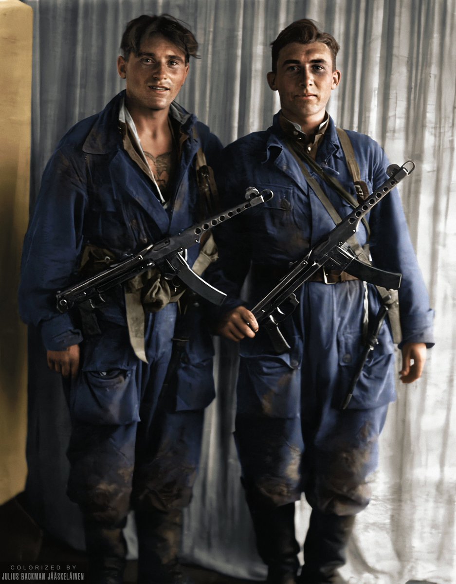 Two Soviet partisans of the ‘Alexandrovsky detachment’ c.1943. Colorized by Julius Jääskeläinen.