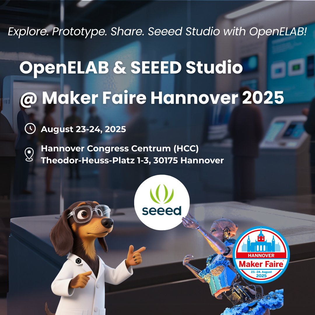 OpenELAB (@openelabio) on Twitter photo 【MAKER FAIRE HANNOVER COUNTDOWN: 4️⃣ DAYS】
Visit us for <a href="/seeedstudio/">Seeed Studio</a>'s smart sensors, plug‑and‑play modules, and edge AI devices.
Grab event‑only deals and meet the community!
‼️Repost and enter free giveaway: 5 FREE tickets WAITING💰💰💰
Booth No.: 89 【MAKER FAIRE HANNOVER COUNTDOWN: 4️⃣ DAYS】
Visit us for <a href="/seeedstudio/">Seeed Studio</a>'s smart sensors, plug‑and‑play modules, and edge AI devices.
Grab event‑only deals and meet the community!
‼️Repost and enter free giveaway: 5 FREE tickets WAITING💰💰💰
Booth No.: 89