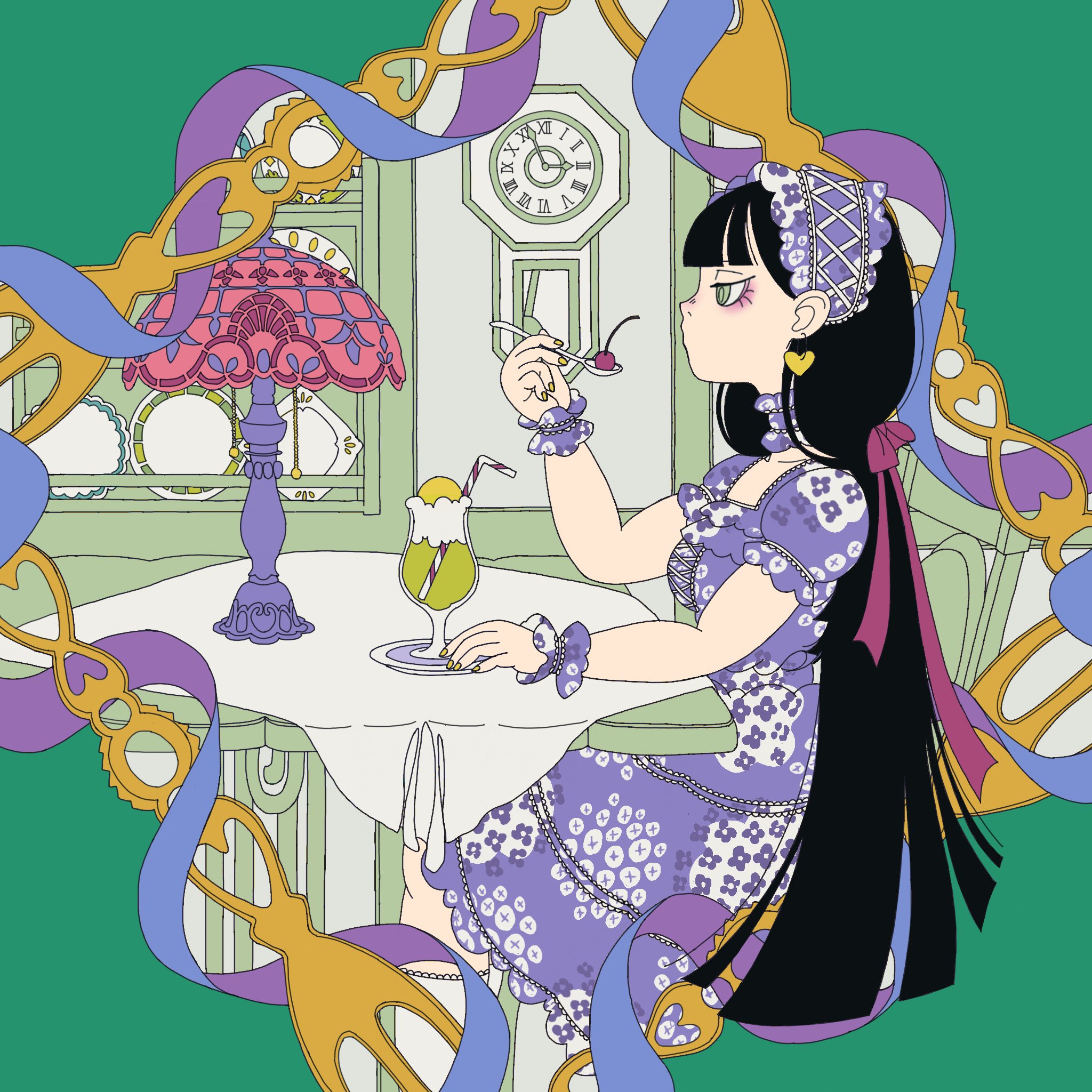 メロンソーダ　油彩画　肉質画 メロンソーダ油彩画肉質画