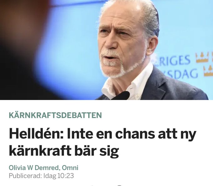 Vindkraftparkerna går med en förlust på 17,8 miljarder kronor i Sverige, Helldén. 🤦‍♀️