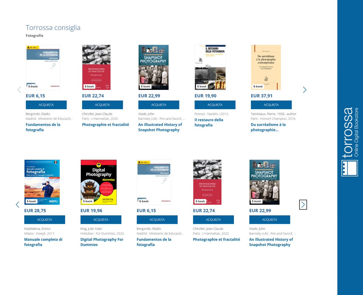 #fotografia 
Scopri gli e-book che abbiamo selezionato per voi sui vari aspetti della fotografia: tecnica, storia, restauro, diritto d'autore, comunicazione visiva e non solo!
Visita:
torrossa.com