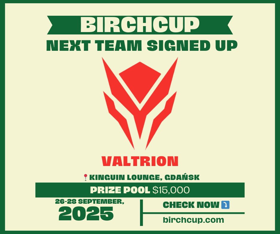 BIRCHCUP (@birchcup) on Twitter photo π¨ Another team joins the battle! π¨
Say hello to <a href="/valtrion_cs2/">Valtrion_cs2</a> at the Birch Cupππ₯
The competition is heating up - whoβs next? π π¨ Another team joins the battle! π¨
Say hello to <a href="/valtrion_cs2/">Valtrion_cs2</a> at the Birch Cupππ₯
The competition is heating up - whoβs next? π