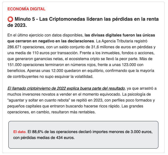 David Pombar (@davidpombar) on Twitter photo Di tu que no fue un año bueno para las crypto, pero me parece un baño de realidad interesante
Via CincoMinutos de <a href="/Ismasimon/">Isma Simon</a> Di tu que no fue un año bueno para las crypto, pero me parece un baño de realidad interesante
Via CincoMinutos de <a href="/Ismasimon/">Isma Simon</a>