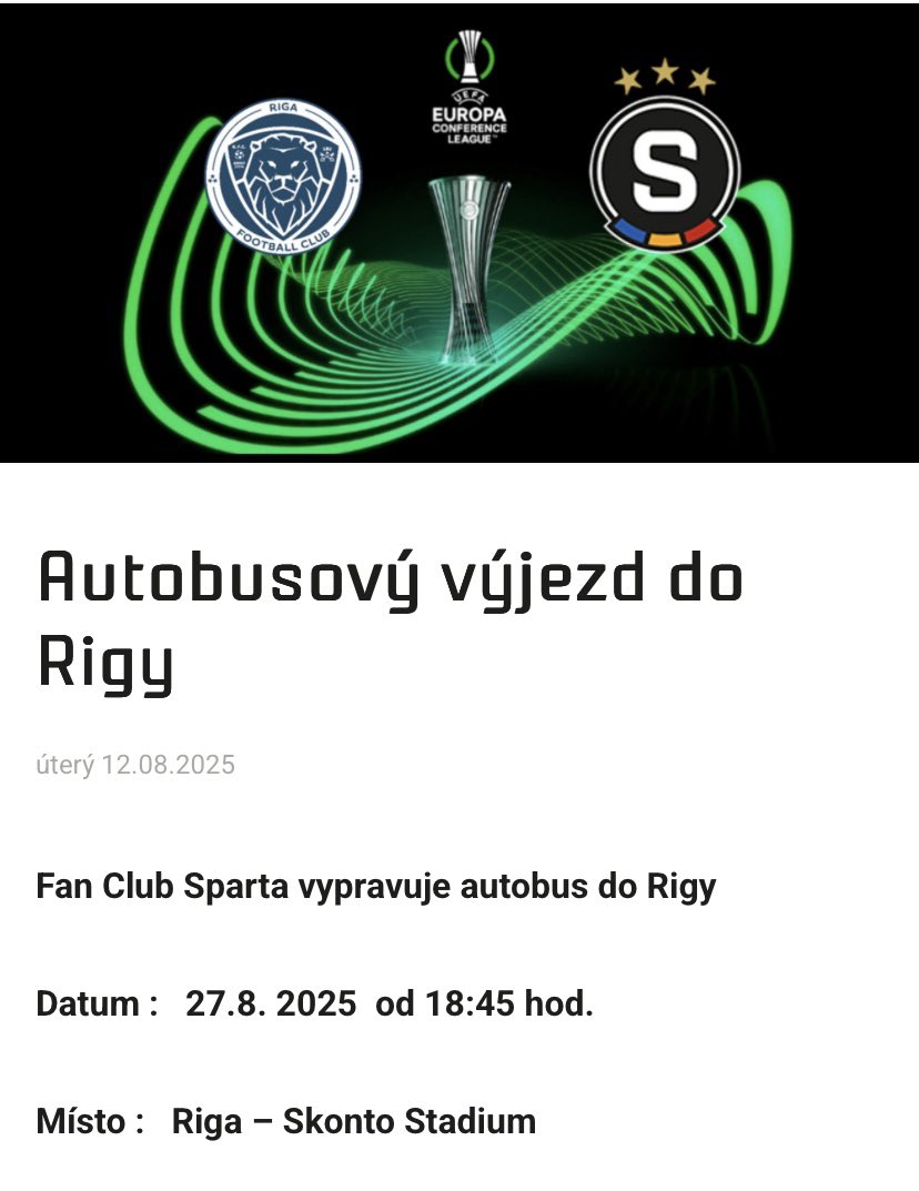 Pokud někdo uvažuje ještě nad výjezdem do Rigy. FCS ještě nabízí místa v autobusu.