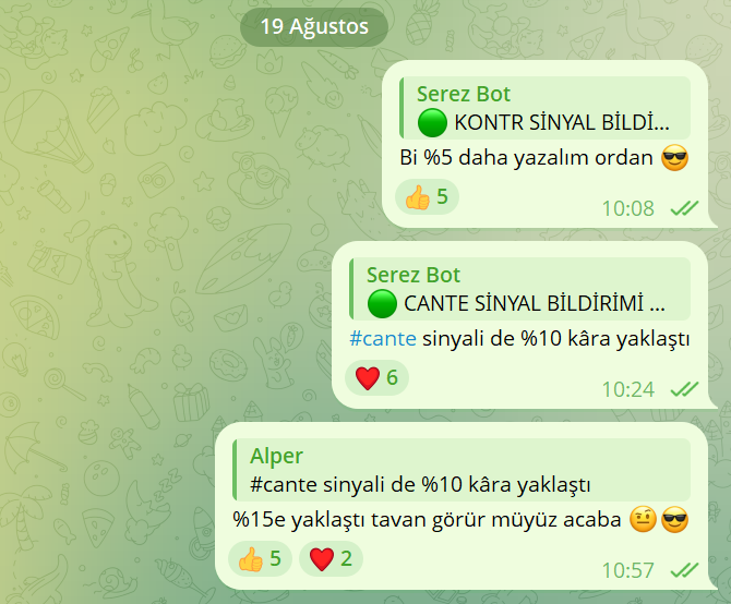 SerezAlgo's tweet image. 2-3 işlem gününde %10-15ler havada uçuşuyor 🤖

Algoritmamızın sinyal ürettiği telegram grubumuza ücretsiz katılım sağlamak isterseniz dm üzerinden iletişime geçebilirsiniz.

#cante #kontr #bist #endeks