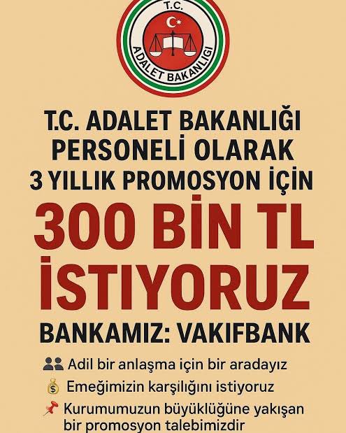 bugraloji's tweet photo. 📢 Adalet Bakanlığı Personeli İçin
Yaklaşık 210.000 personeli bulunan böylesine büyük ve köklü bir kuruma yapılan 90.000 TL’lik promosyon teklifi kabul edilemez.

Biz, görevimizin ağırlığına ve özverimize yakışır, daha adil ve yüksek bir teklif bekliyoruz.

#VakifbankAdaleteGel https://t.co/OqL3KD2pM3