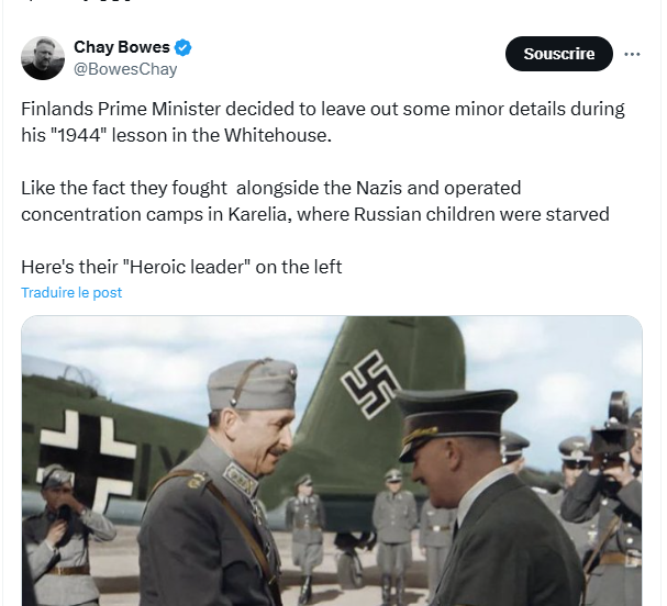Collabblues's tweet photo. Nous avons une petite musique actuellement, en provenance de Moscou, afin d'attaquer la 🇫🇮 et notamment en l'assimilant à l'🇩🇪 nazie pendant ce qui a été la guerre de continuation.

Tout cela s'inscrit dans la réécriture historique voulu par 🇷🇺

Et si on en parlait #withflags ? https://t.co/KbMvYBoESR