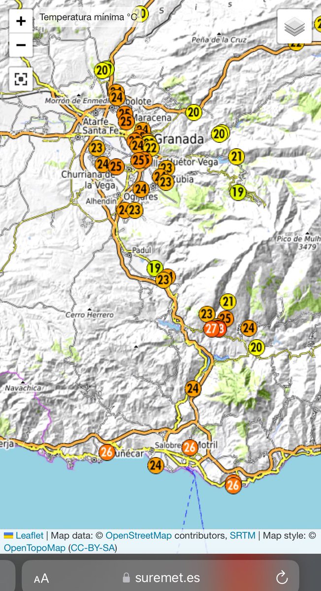 Se nota el cambio de masas de aire! Hoy tenemos mas nitidez en los cielos de Granada, tras una noche que nos dejó mínimas entre 23/25° toca disfrutar de la bajada térmica, que seguirá haciendo calor pero nada que ver con lo que hemos vivido estas semanas