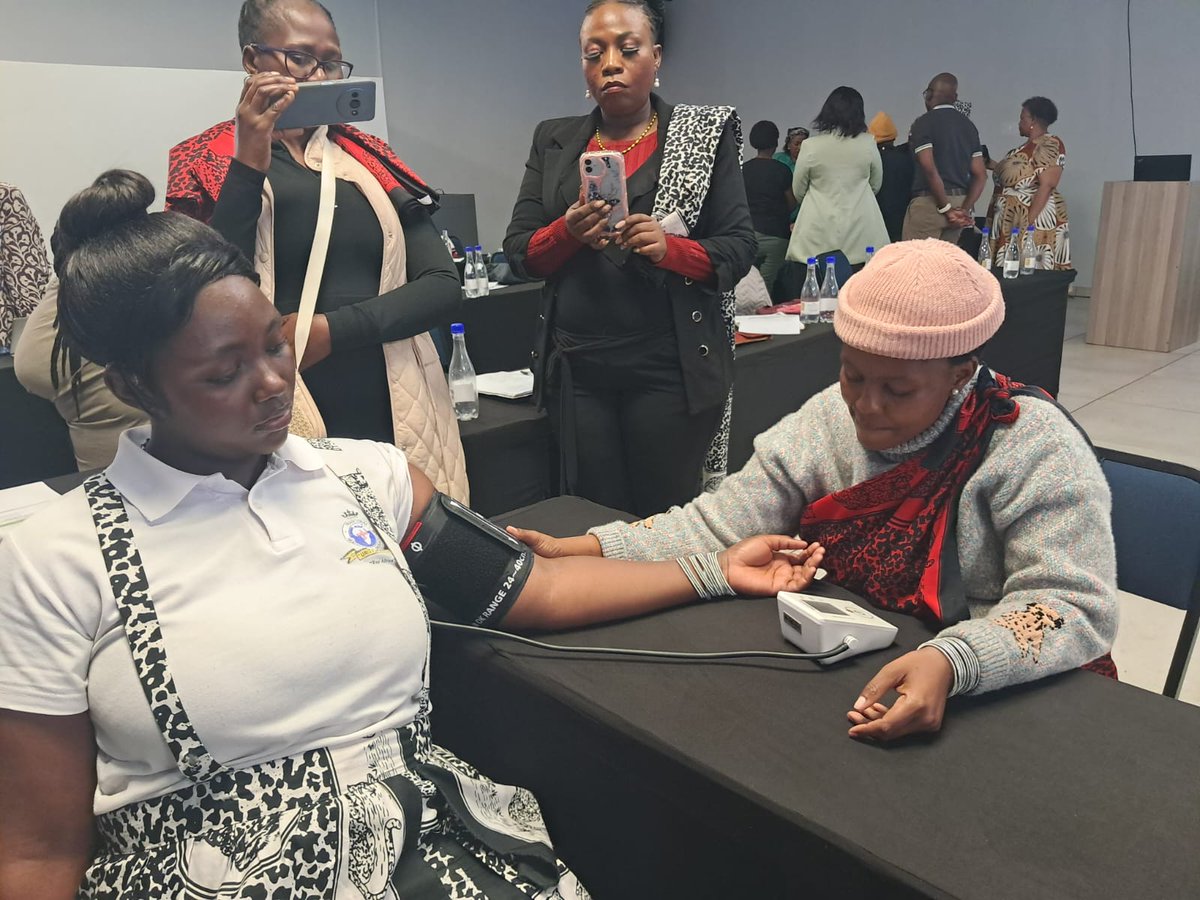 Traditional Health Practitioners (THPs) participate in a hands-on health screening training session on NCDs) — including diabetes, hypertension,  cancer — in Rustenburg. As trusted and accessible figures, THPs play a vital role in strengthening holistic, community-based NCD care.