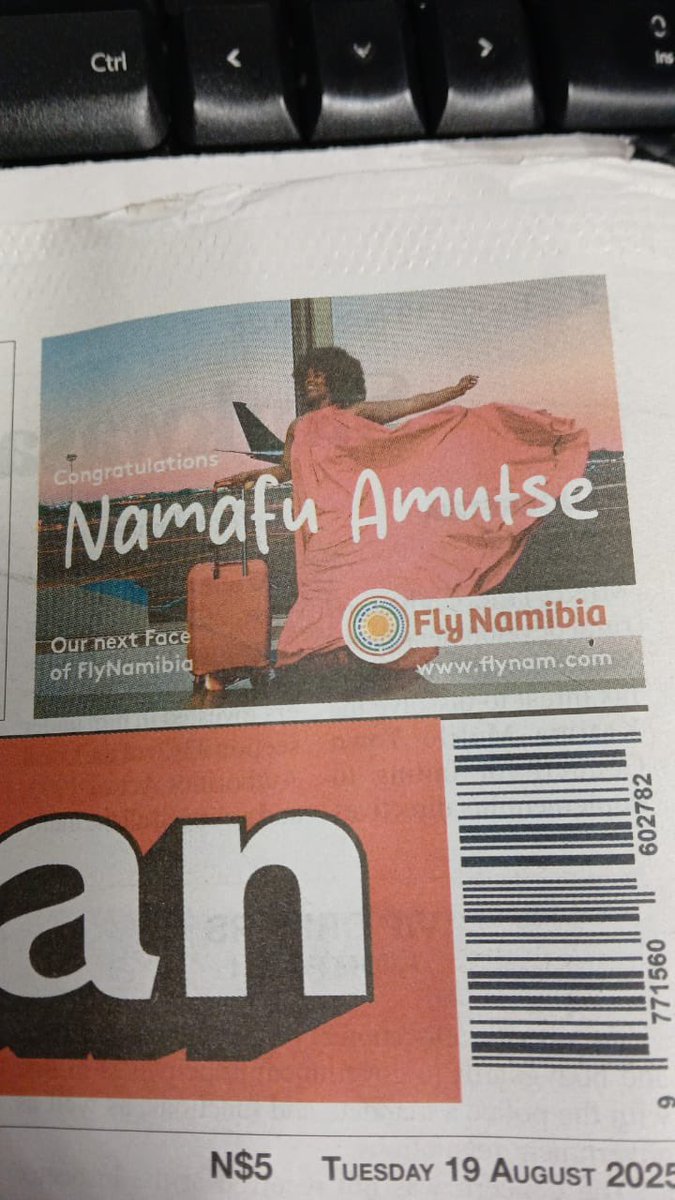 Magazine Cover Vibes 🤩! 
Our fellows are in today’s paper, perfect excuse for coffee and a read (or rather, must have Fly Namibia newspaper souvenir ✈️ )

Go on, grab today’s paper and your favorite cup of coffee ☕️, because this is Namafu Amutse, the newest Face of FlyNamibia.