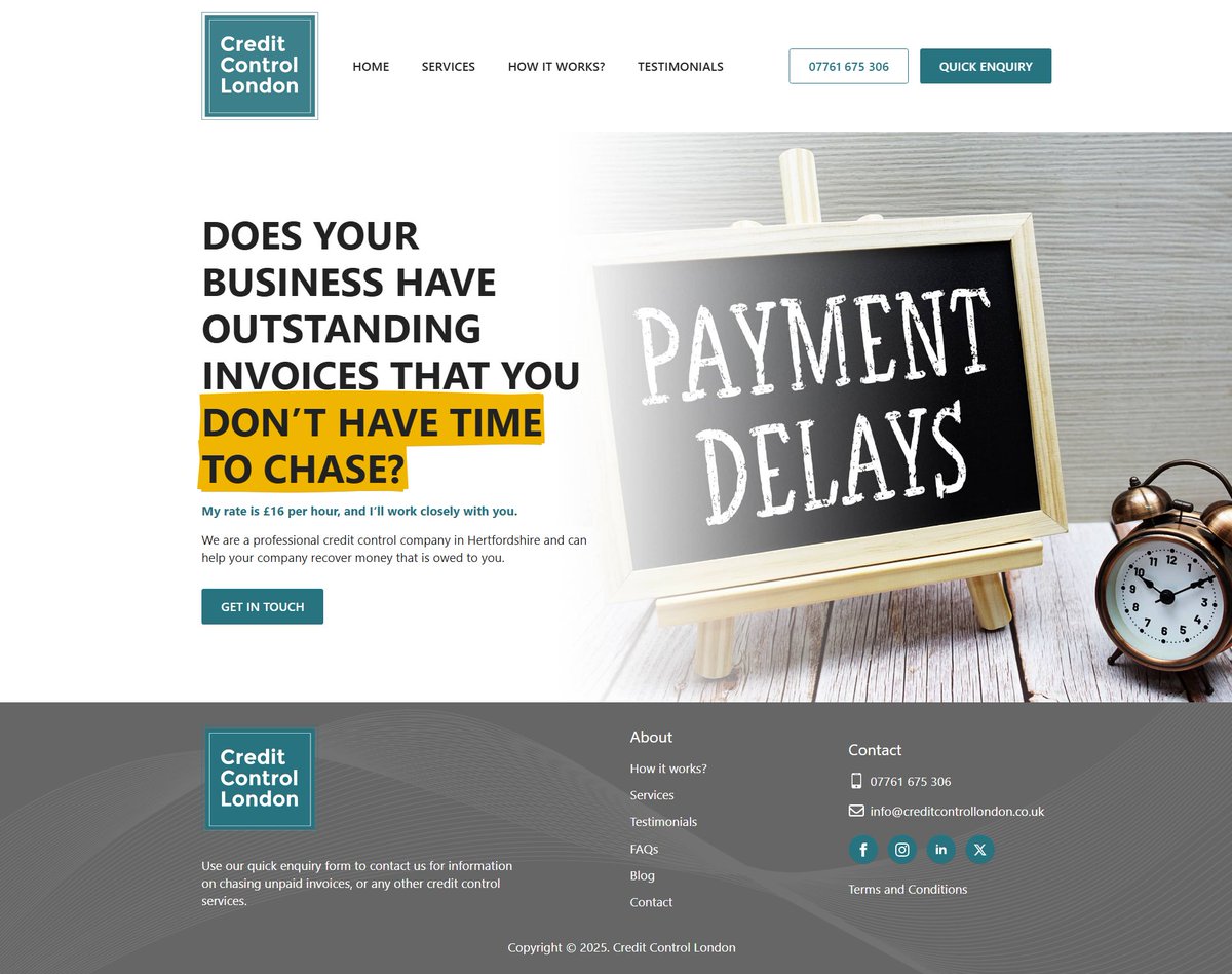 New WordPress website revamp, improved #SEO and relaunched creditcontrollondon.co.uk 
#wordpress #websitedesign #webdevelopment #localseo #webdesign