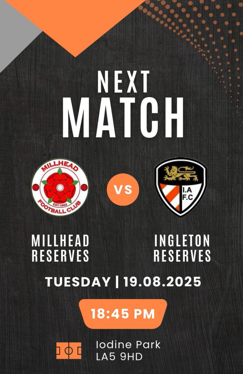 Millhead FC (@fcmillhead) on Twitter photo πππ₯ππ π»ππͺ π - ππ/ππ
Itβs match day down at Iodine!
The Reserves host Ingleton Reverses tonight looking to get back to winning ways!
Be great to see as many people supporting the Reserves tonight!
#forzamillhead π§‘ πππ₯ππ π»ππͺ π - ππ/ππ
Itβs match day down at Iodine!
The Reserves host Ingleton Reverses tonight looking to get back to winning ways!
Be great to see as many people supporting the Reserves tonight!
#forzamillhead π§‘