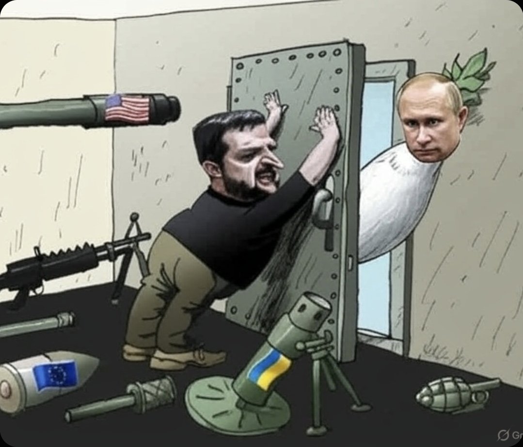 <a href="/A_Zapalowski/">Andrzej Zapałowski</a> Coś mi się zdaje, że zajebał pan obrazek z jakiegoś telegrama, ale poprawiłem panu. Tak, sowieci też zawsze mieli mordy wypchane gałązkami oliwnymi, a zamiast Zelenskiego na tym obrazku mógłby stać np. Piłsudski.