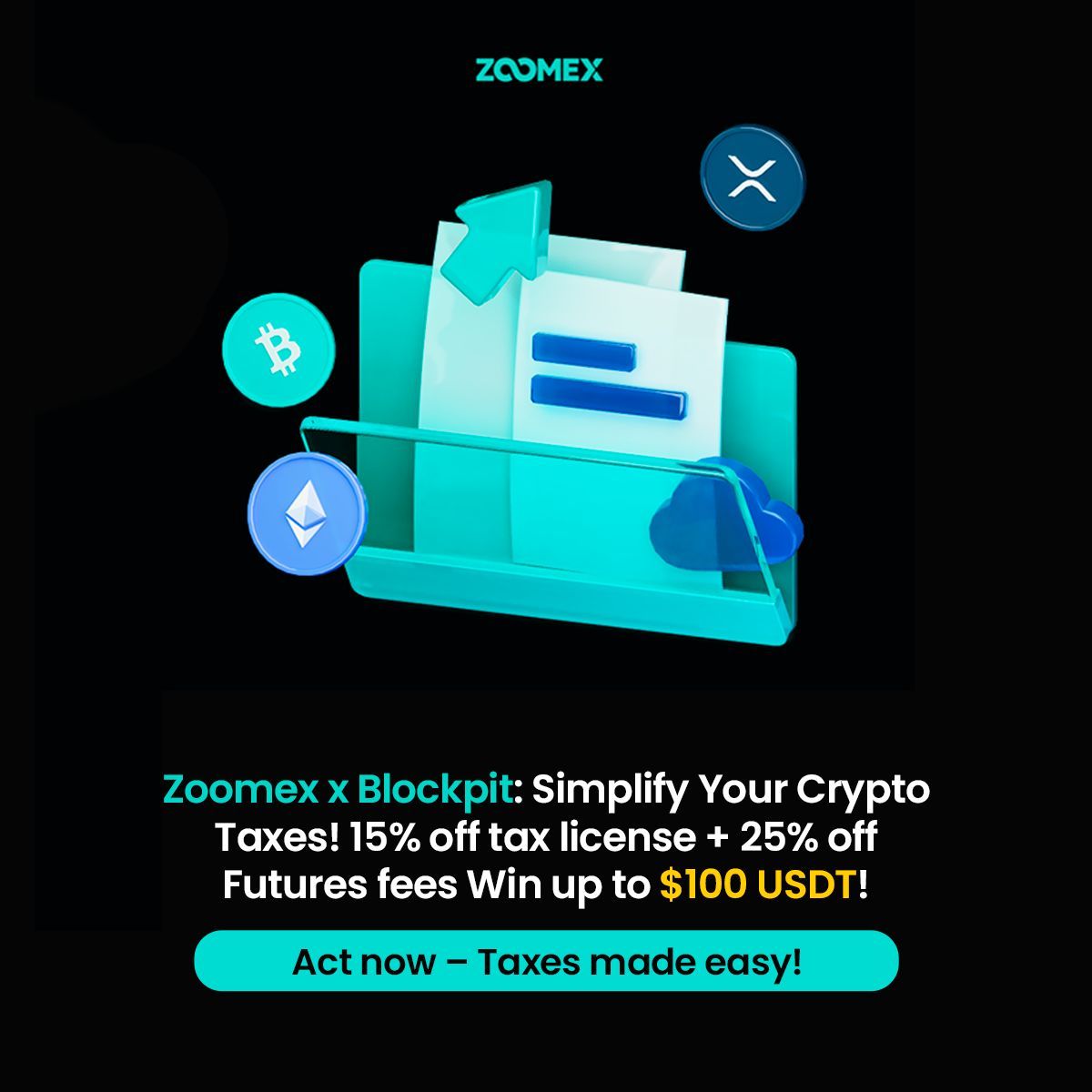 ZoomexOfficial's tweet image. 📑 Crypto tax season? We’ve got you covered!

 1️⃣ Sign up with Blockpit
 2️⃣ Sync your Zoomex transactions
 3️⃣ Generate your personalized tax report

 ⚡ All with 15% OFF for Zoomex users!
 👉 app.blockpit.io/zoomex?fpr=jul…

 #CryptoTax #Zoomex #Blockpit