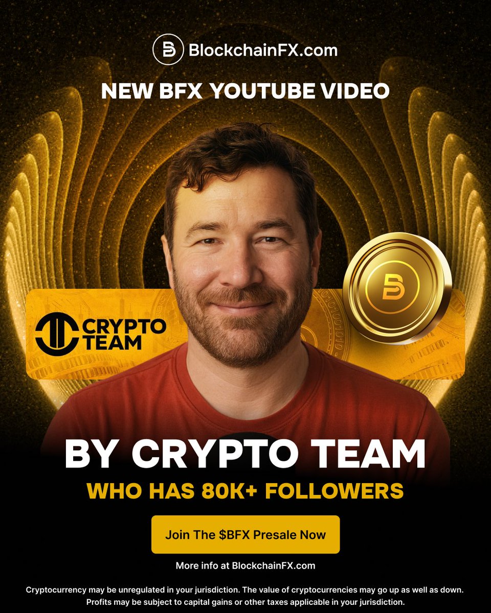 When top creators talk, the market listens.
🤝

See how Crypto Team reviewed $BFX for their
community.

Get the inside scoop on why BFX is the future.

📹 Watch here: youtube.com/watch?v=go0
PRAyugaQ

Join the presale early 👉 BlockchainFX.com

#BlockchainFX #BFX #Presale
