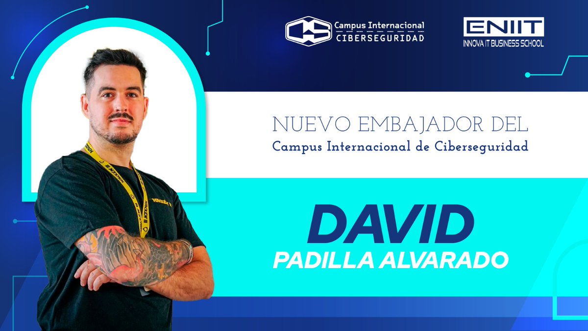CampusCiberseg's tweet image. ¡Tenemos nuevo #embajador en el Campus Internacional de Ciberseguridad! 🚀🔐

Damos la bienvenida a David Padilla Alvarado, Offensive Security Engineer, que será embajador oficial del Campus.