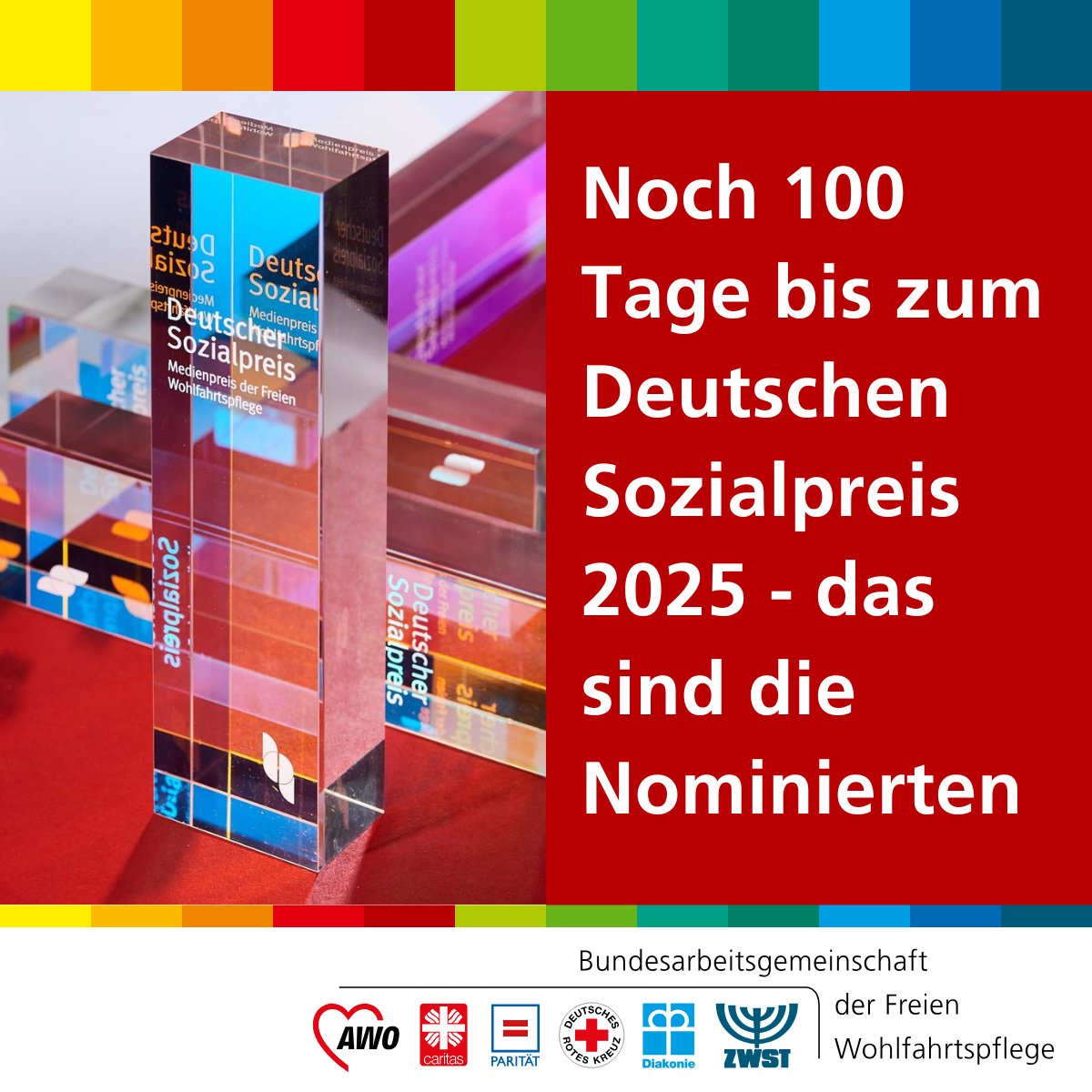 Der Deutsche Sozialpreis ist seit 1971 Institution. Er wird an engagierte Journalist*innen für Medienbeiträge verliehen, die sich mit sozialen oder gesundheitlichen Themen auseinandersetzen. Auch dieses Jahr werden wieder vier Sozialpreise vergeben!
👉 bagfw.de/ueber-uns/deut…