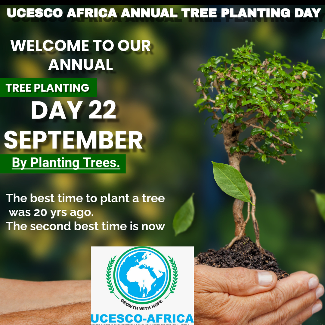 UCESCO_Africa's tweet image. &quot;🌍💚 Mark your calendars! This Sept 22nd, join us for UCESCO Africa’s Annual Tree Planting Day 🌳 Together we can create a greener, brighter future. Don’t miss it! #TreePlantingDay #UCESCOAfrica #GreenerFuture&quot;