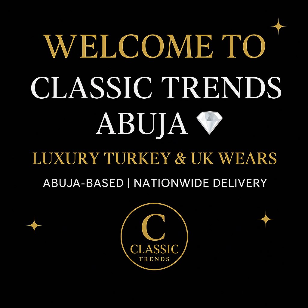 Classictrendx's tweet image. 👋 Hello X fam!
Welcome to Classic Trends Abuja ✨

We’re your plug for Luxury Turkey &amp;amp; UK Wears 👗
📍 Abuja-based | Nationwide Delivery
💎 Top-notch quality, timeless fashion.

Follow for daily style inspo + exclusive new drops 💃

#ClassicTrendsAbuja #LuxuryStyle #NaijaFashion