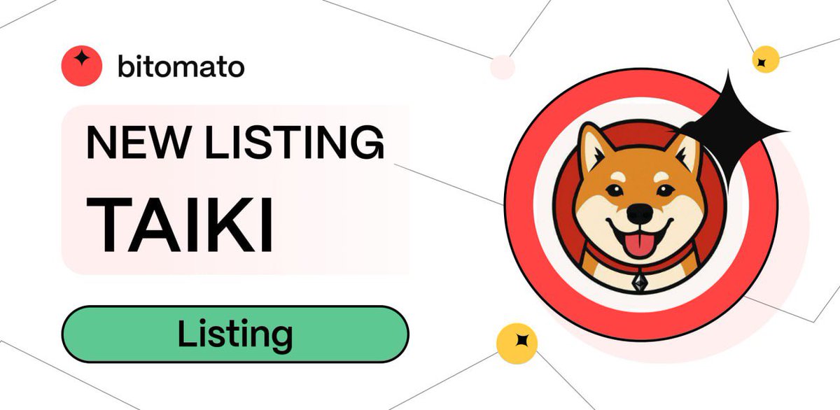 🐾 $TAIKI is listed on Bitomato! 

👉 Register now: bitomato.com/?referral=0a2b…

Meet Taiki - The OG dog meme. Before DOGE. Before SHIB. Its mission is being part of  the Hall of Fame of crypto's greatest dogs of all time.

🌐 Why $TAIKI?
📜 One of the oldest Shiba images on the