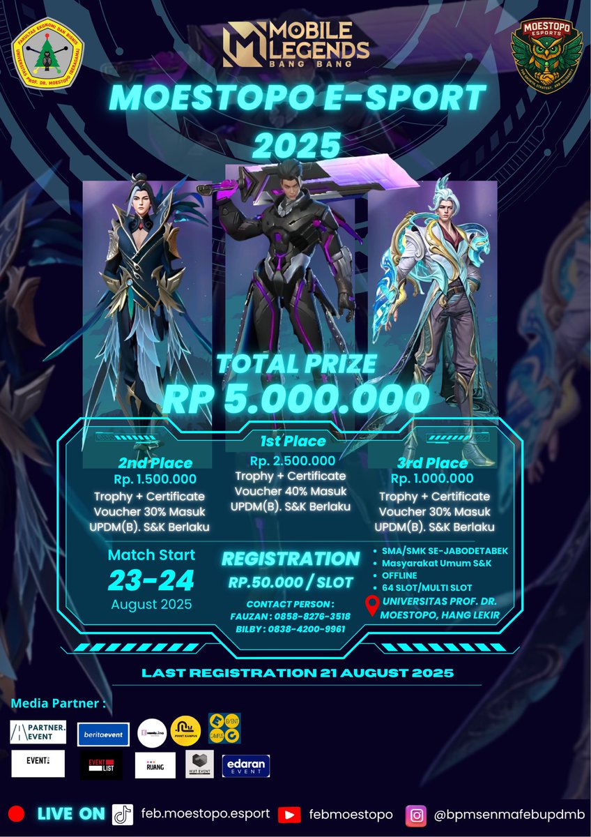 zedneyss's tweet image. GASSS
#infoturnamen #turnamenML #moestopo #MobileLegends #MLBB #eSports
