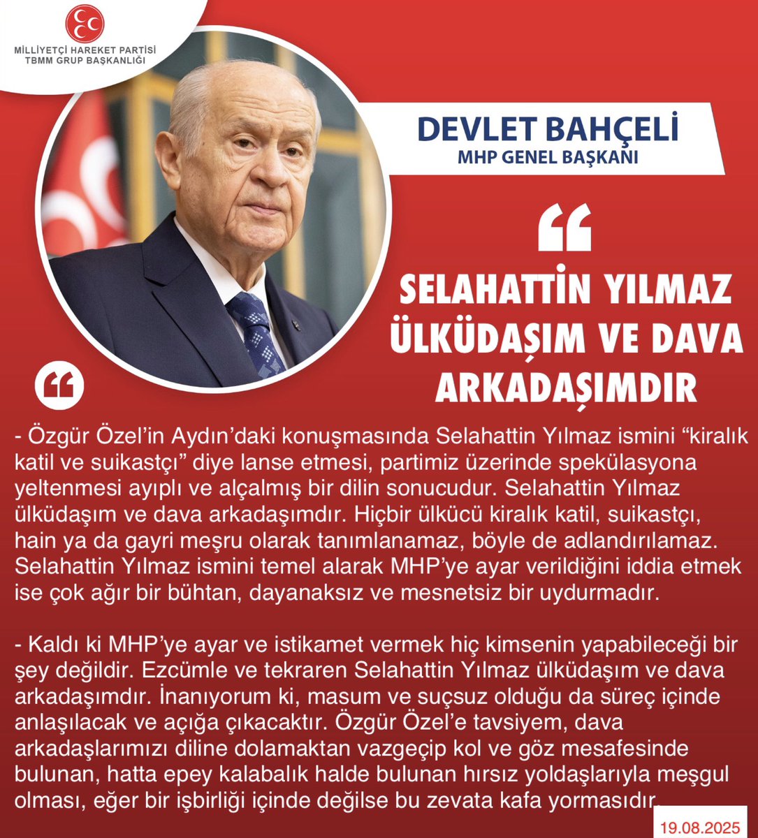 Mustafa Bozgeyik (@mbozgeyiktr) on Twitter photo Genel Başkanımız Sayın Devlet BAHÇELİ <a href="/dbdevletbahceli/">Devlet Bahçeli</a>: Selahattin Yılmaz ülküdaşım ve dava arkadaşımdır Genel Başkanımız Sayın Devlet BAHÇELİ <a href="/dbdevletbahceli/">Devlet Bahçeli</a>: Selahattin Yılmaz ülküdaşım ve dava arkadaşımdır