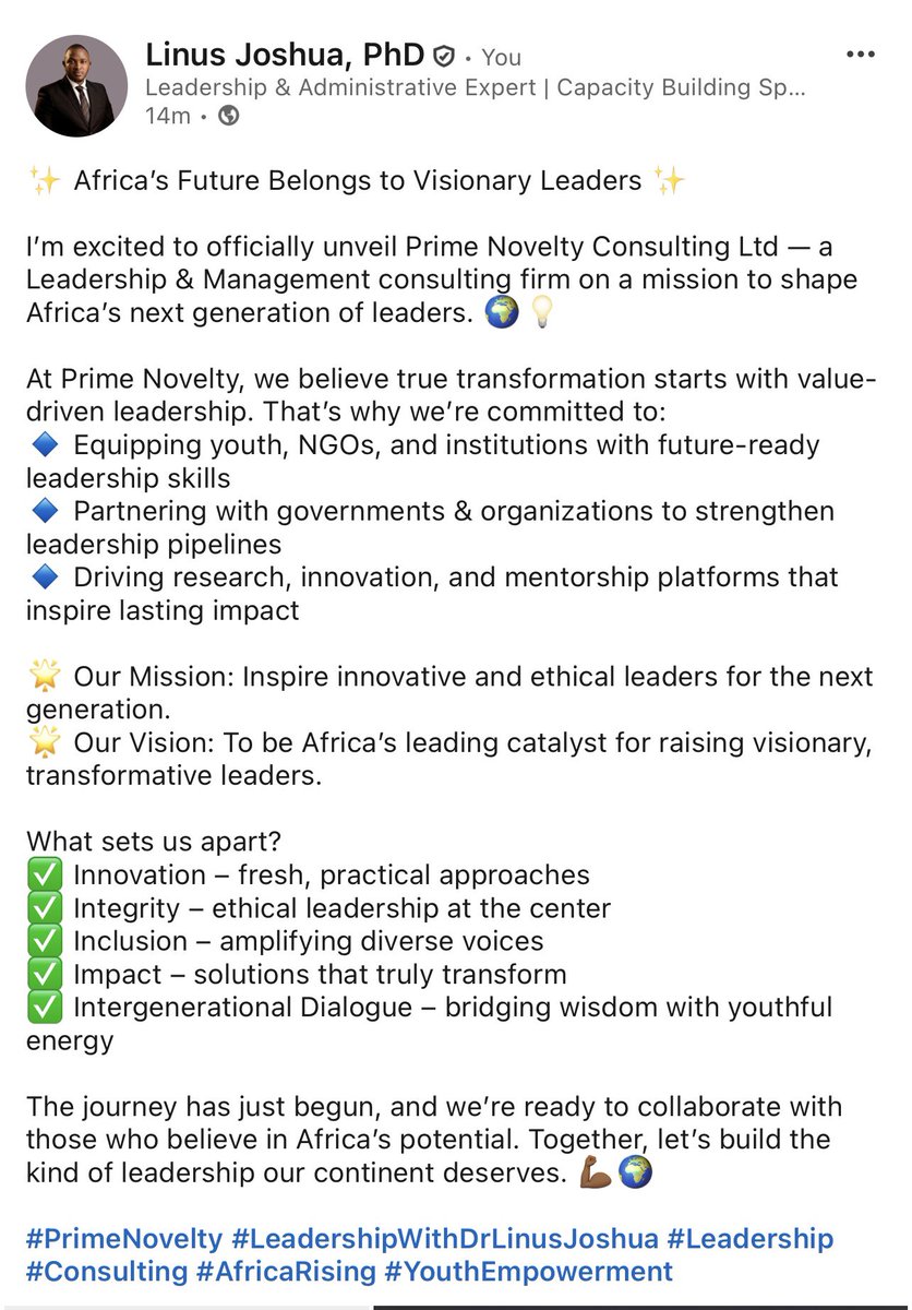 Linus Joshua, PhD tweet media