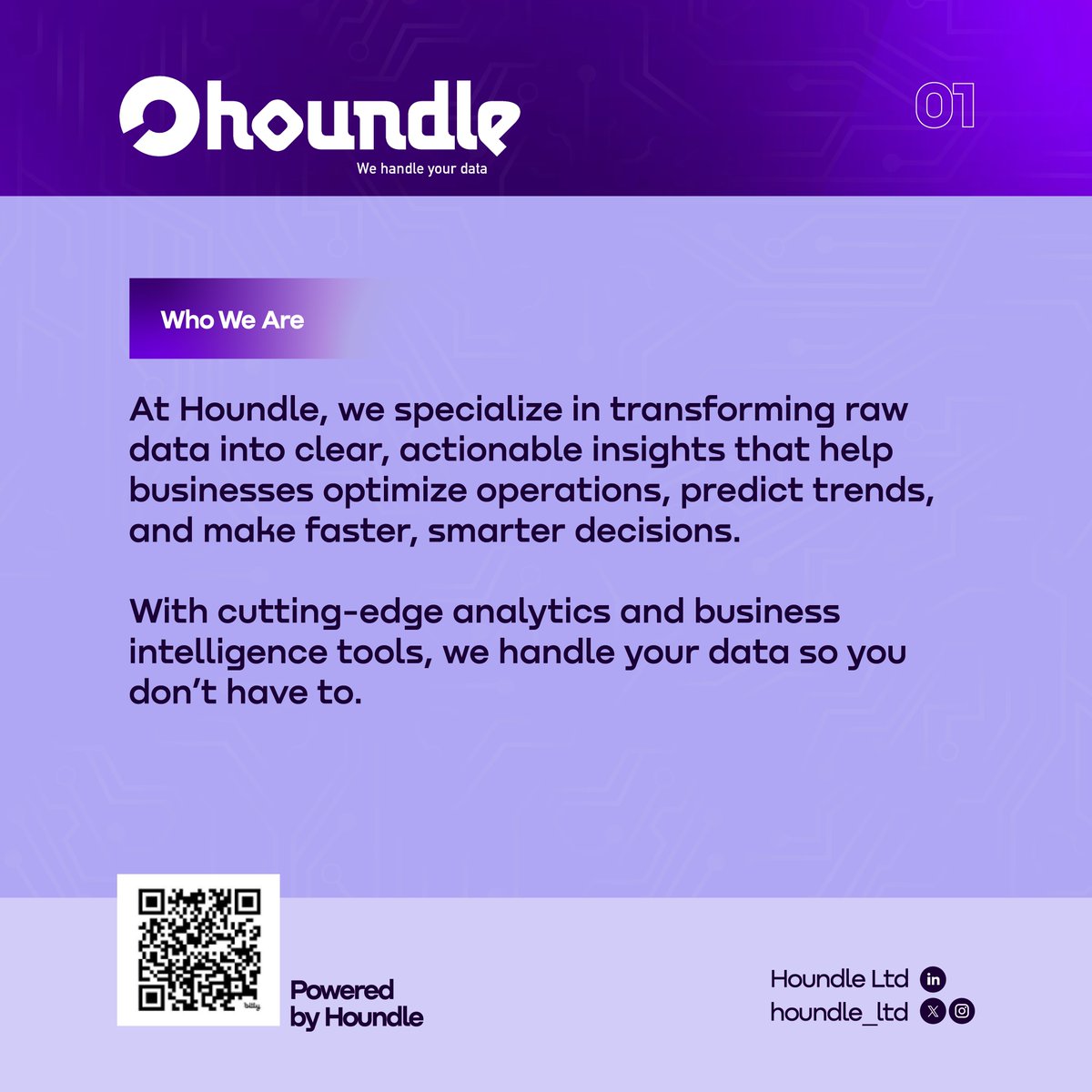 After our logo reveal yesterday, we kept hearing the same question: “What is Houndle?”

Get to know Houndle today. With cutting-edge analytics and business intelligence tools, we handle your data so you don’t have to. 

Learn more about us and how we can help your business grow.