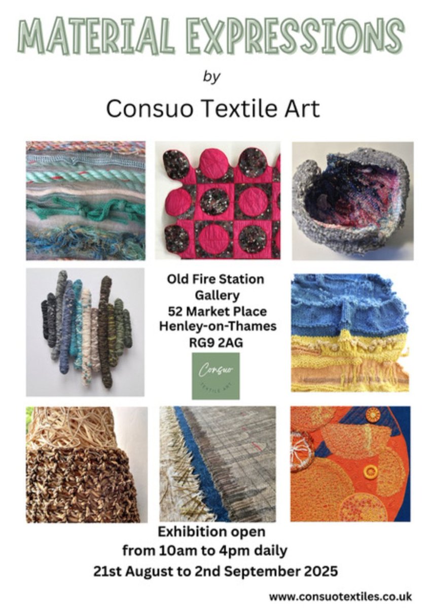 I'm excited to be exhibiting in MATERIAL EXPRESSIONS at the Old Fire Station Gallery in Henley-on-Thames with 8 other members of the Consuo_textiles collective. We Open in 2 days on August 21st until Sept 2nd, 10 - 4pm
#artexhibition #textiles #exhibition #art