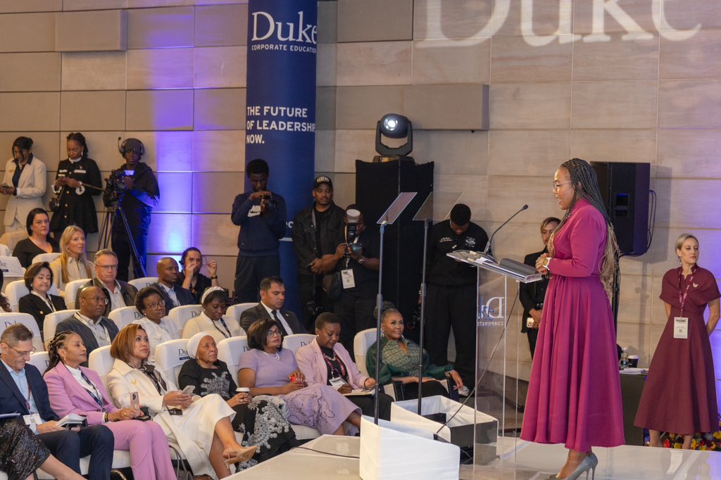 AuditorGen_SA's tweet photo. AG Tsakani Maluleke is attending the Women Leading Change 2025 event hosted by Duke Corporate Education where she delivered an inspiring address on the importance of creating spaces where women can thrive.

#WomenLeadingChange2025
#InfluenceInAction 
#DukeCEWLC25 https://t.co/XNTqOATXN3