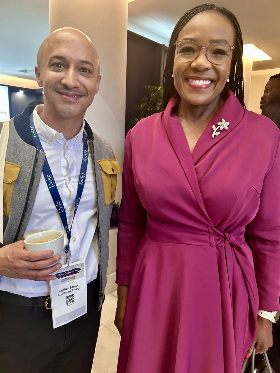 krishensamuel's tweet photo. Amazing meeting SA’s Auditor General, Tsakani Maluleke @tsakanimspice. 

@DukeU CE’s Women Leading Change conference, she emphasised how women need men as allies. Men need to be courageous: taking steps to work themselves out of positions to pave the way. 

#DukeCEWLC25 https://t.co/uYZIvfsXOS