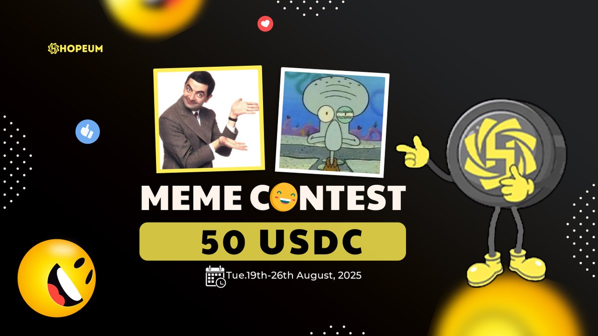 HOPEUM (@hopeum_io) on Twitter photo ๐จMEME CONTEST ALERT!
Think youโve got the funniest meme? Drop your best Hopeum-inspired meme, tag <a href="/Hopeum_io/">HOPEUM</a>, and win your share of 50 USDC.
๐ Prizes:
๐ฅ 1st place โ $25
๐ฅ 2nd place โ $15
๐ฅ 3rd place โ $10
๐
Contest runs: Aug 19 โ Aug 26, 2025
๐ Top memes will be ๐จMEME CONTEST ALERT!
Think youโve got the funniest meme? Drop your best Hopeum-inspired meme, tag <a href="/Hopeum_io/">HOPEUM</a>, and win your share of 50 USDC.
๐ Prizes:
๐ฅ 1st place โ $25
๐ฅ 2nd place โ $15
๐ฅ 3rd place โ $10
๐
Contest runs: Aug 19 โ Aug 26, 2025
๐ Top memes will be