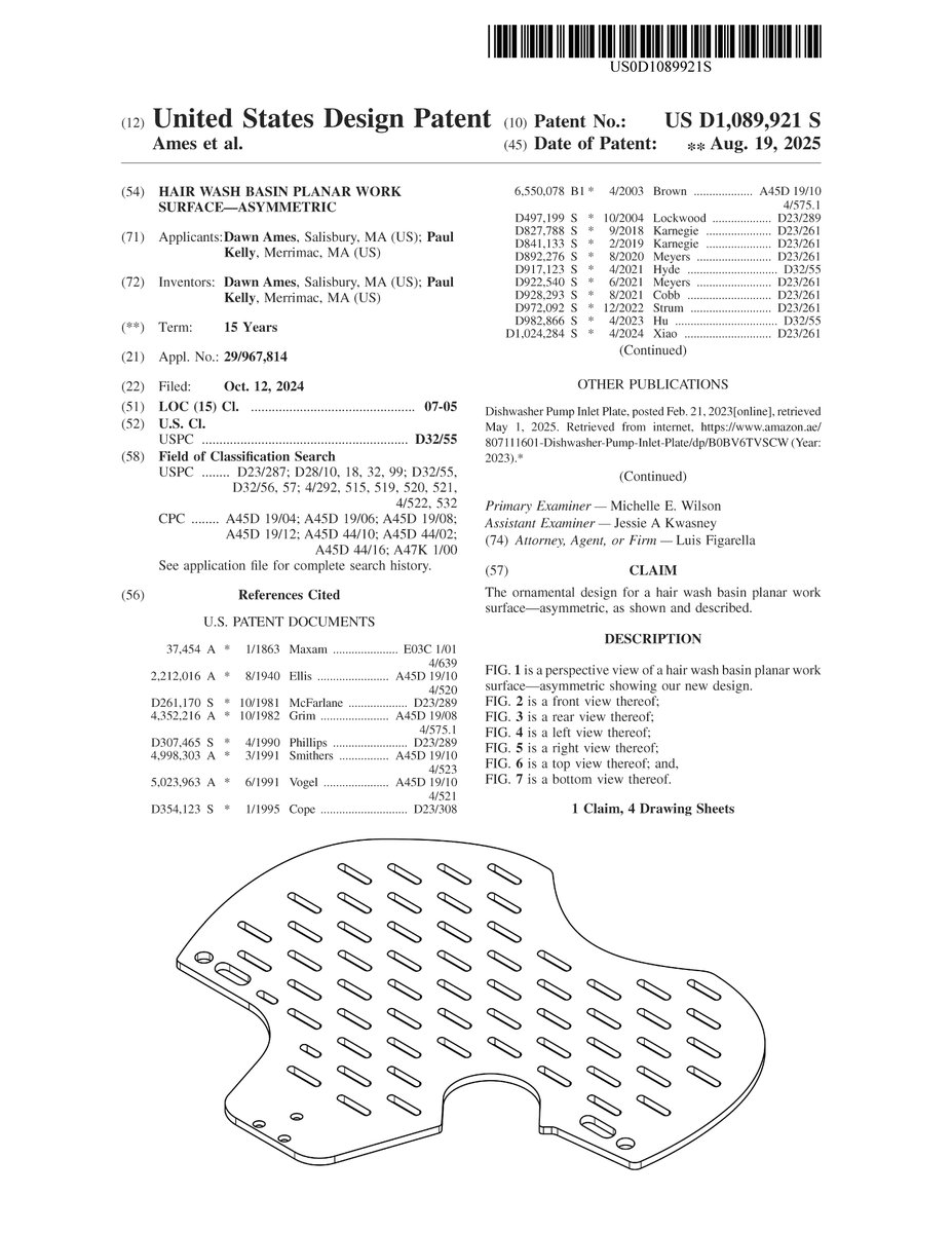 MXPatent's tweet photo. Congrats to our clients Dawn Ames &amp; Paul Kelly, from Massachusetts on issuance of their two design patents.

While we've had many multi-issuance dates over the past 20 yrs, this is the 1st time the issued patents are consecutively numbered (funny enough, so were the applications) https://t.co/qmYqq1snF6