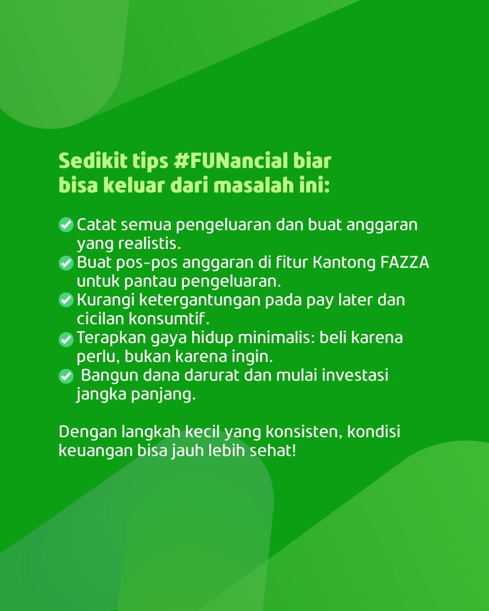 fazzahero_id's tweet image. Nih tips #FUNancial biar kamu bisa keluar dari masalah gaji besar tapi sering bokek.

(4/5)