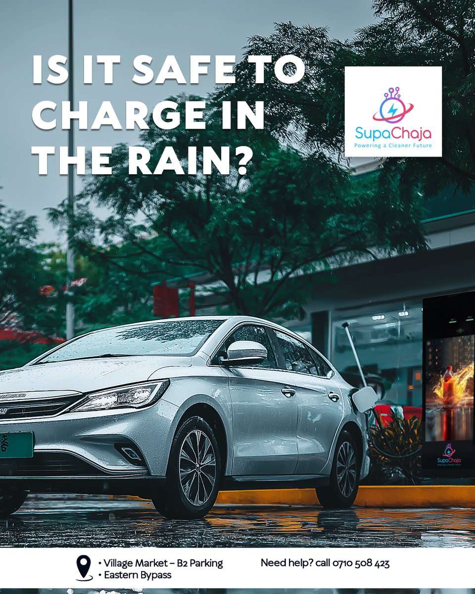 Yes, it’s 100% safe to charge in the rain. All our chargers are weather-proof and IP-rated for safety even in wet conditions. So don't stress about the weather. Just plug in. #SupaChaja #PoweringACleanerFuture