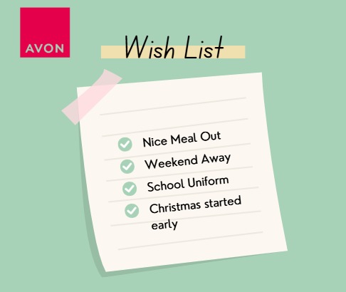 ✨ What’s on your wish list right now?

Have you thought about earning more with Avon? 💕
Whether you’re looking for a side hustle, a part-time income, or even building a full-time business, Avon makes it possible. 
Drop a 💌 or message me if you’d like to know more!